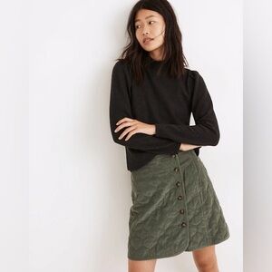 NWT Madewell (Re)sourced Plush Mockneck Puff-Sleeve Top Heather Charcoal medium